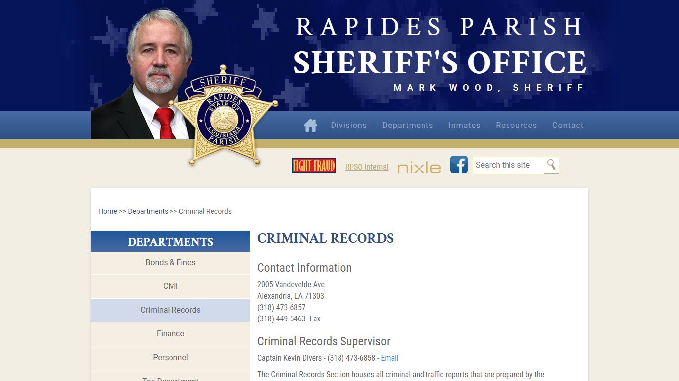 Criminal Records | Rapides Parish Sheriff's Office